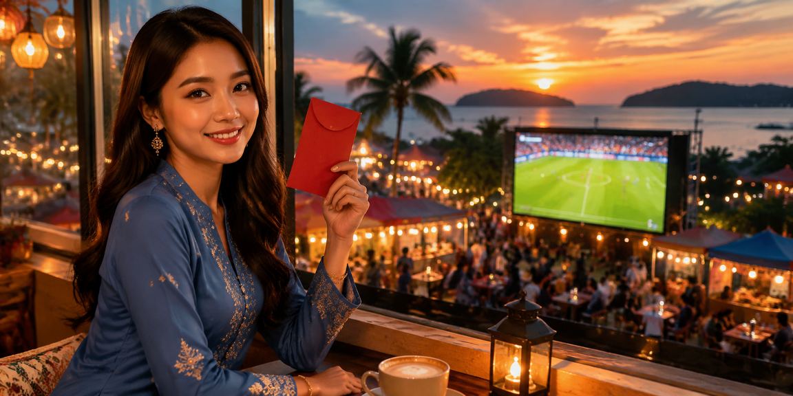 Pengguna bertaruh bola sepak dalam pakaian tradisional Malaysia di platform digital